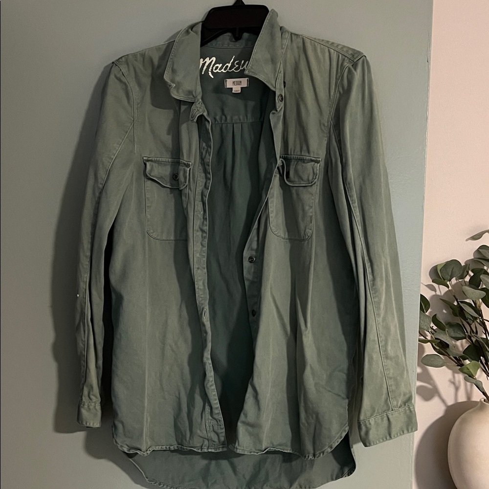 Madewell Army Green Button Down Tomboy Work Shirt - Medium - Picture 2 of 4